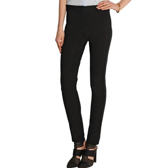DEREK LAM Women's Stretch Crepe Slim Straight Pants Size 0 Black Flat Front - Picture 1 of 9